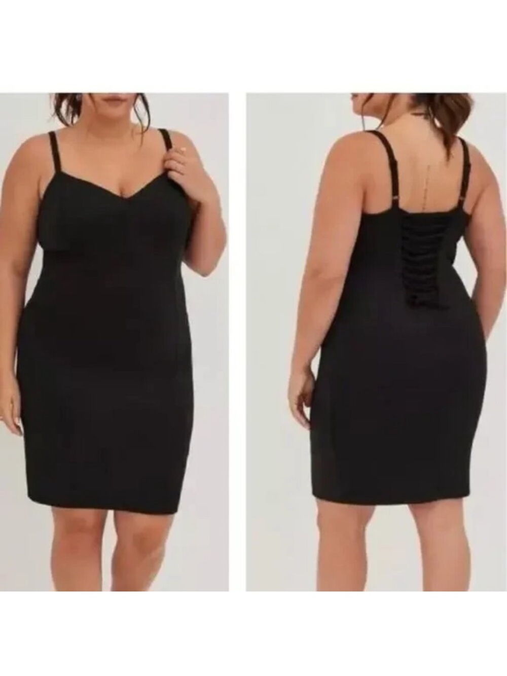 torrid Black Midi Bodycon Dress with Lace-Up Back